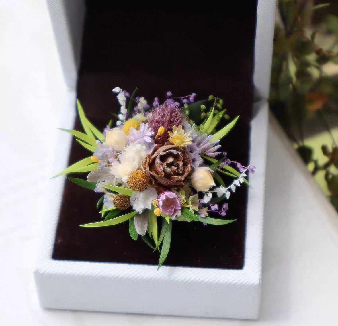 【Purple Flower Ball Series】The Epoch Collection - Purely handmade custom preserved flower ring