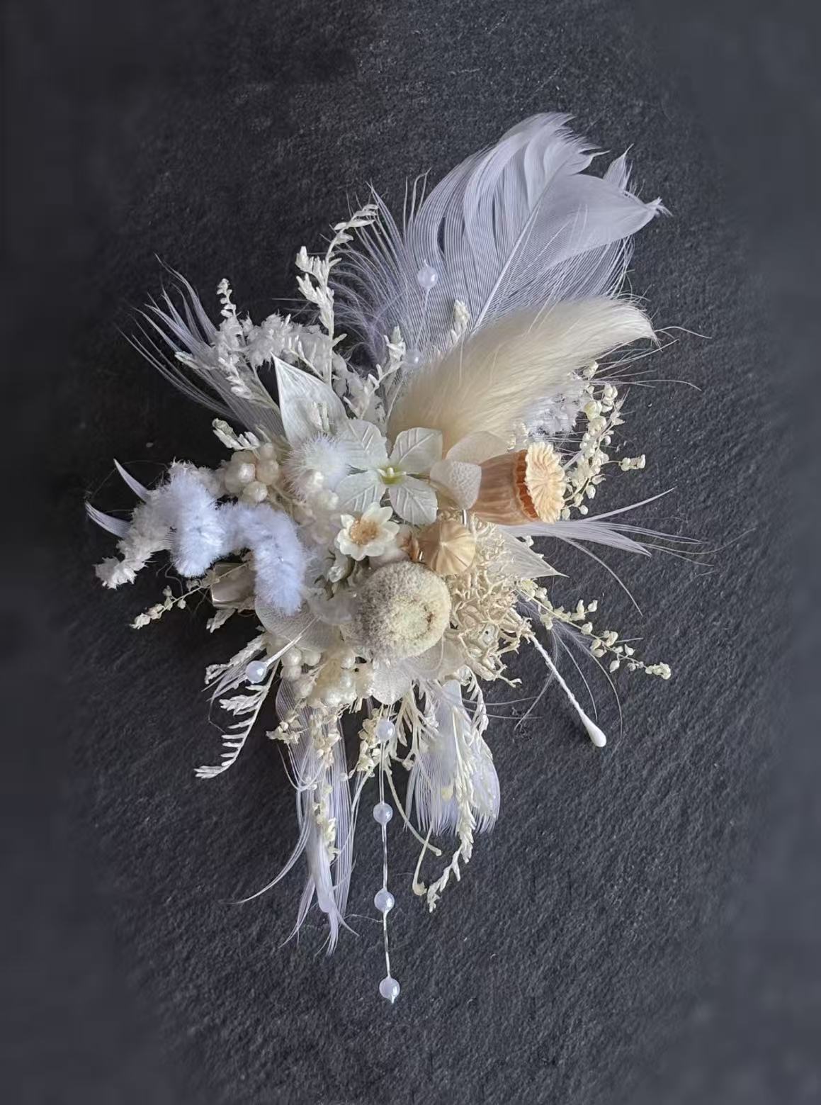 【White Feather】The Epoch Collection - Purely handmade custom preserved flower ring