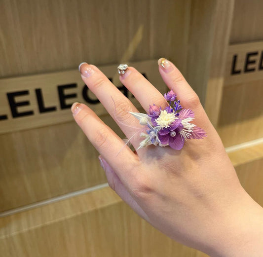 【PURPLE PARTY】The moment Collection - Purely handmade custom preserved flower ring
