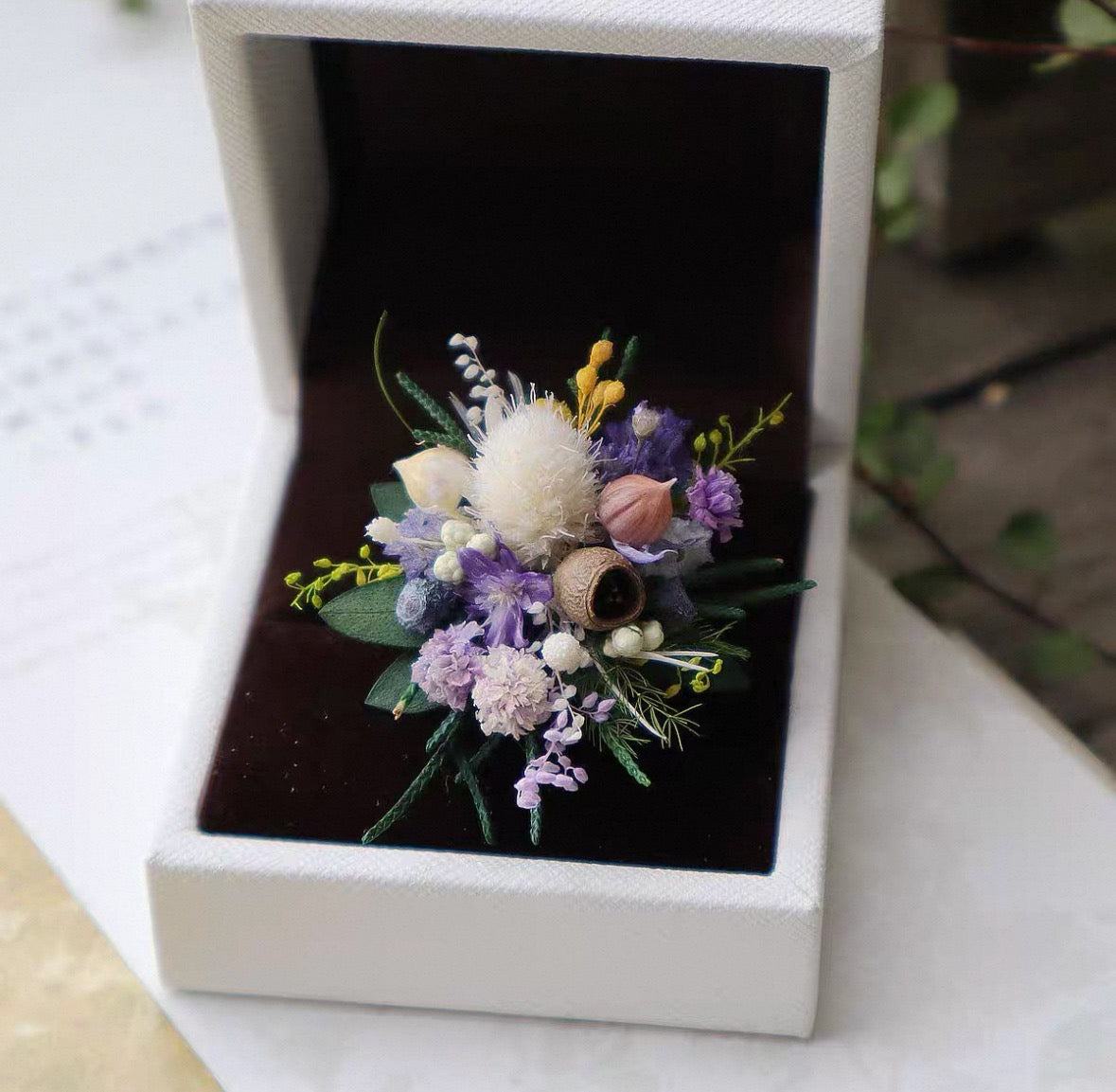 【Purple Garden Couple's Rings】The Epoch Collection - Purely handmade custom preserved flower ring