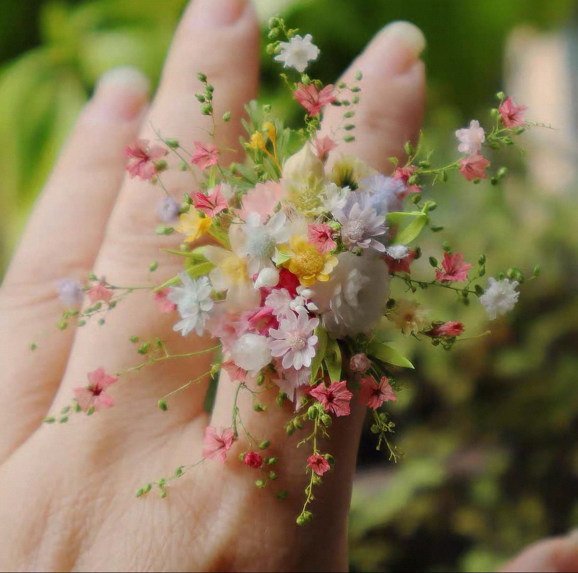 【Spring flowers and branches】The Infinity Collection - Purely handmade custom preserved flower ring