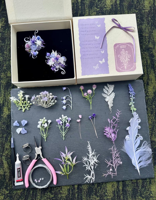 【DIY】- Dim Moonlight- Everlasting Flower Ring Material Kit(White&Purple)