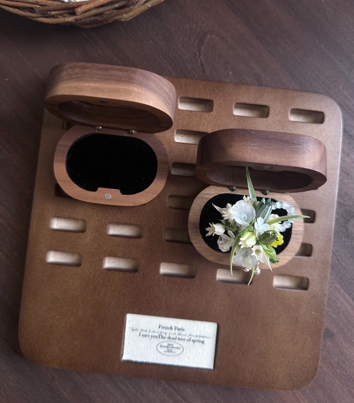 Preserved Flower Walnut Ring Box---You Deserve It