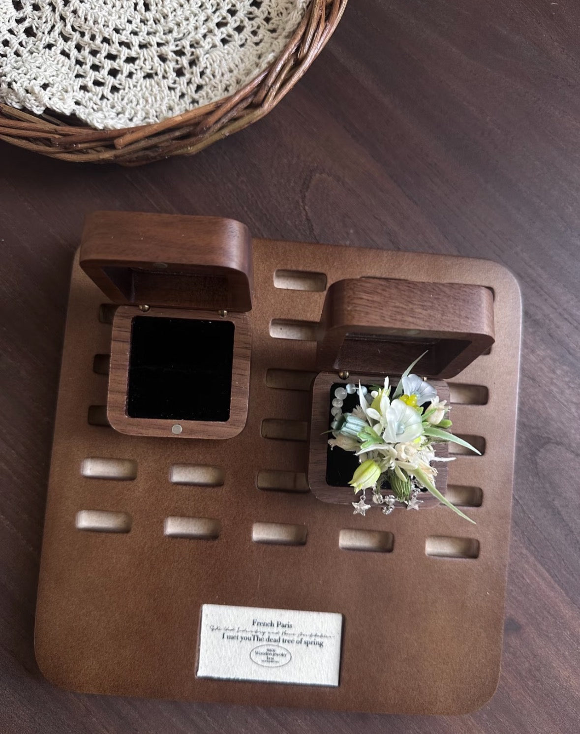 Preserved Flower Walnut Ring Box---You Deserve It