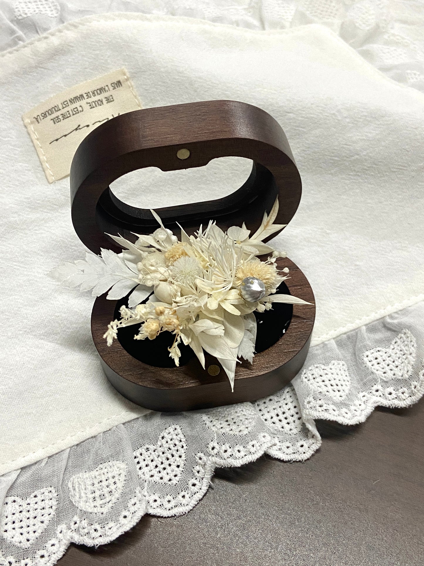 【DIY】-White Feather- Everlasting Flower Ring Material Kit(White)
