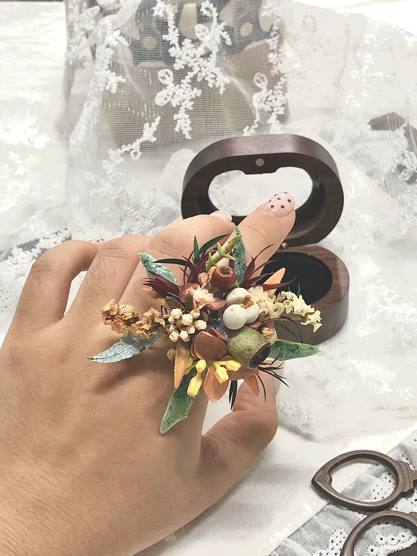 【Autumn Atmosphere】The Moment Collection—— Purely handmade custom preserved flower ring