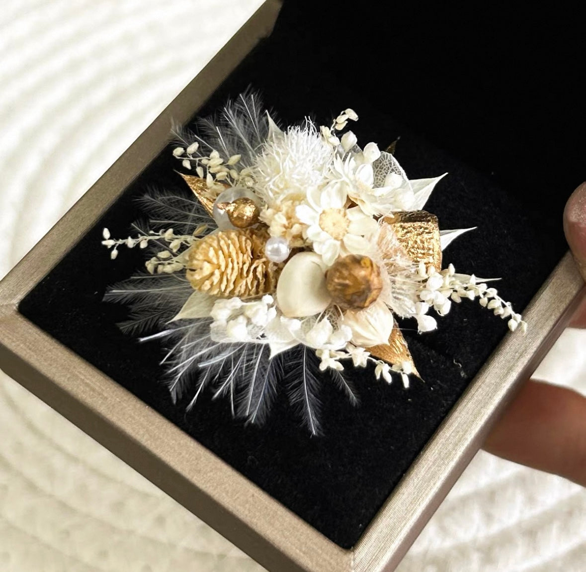 【Moonlight Gold 】The moment Collection - Purely handmade custom preserved flower ring