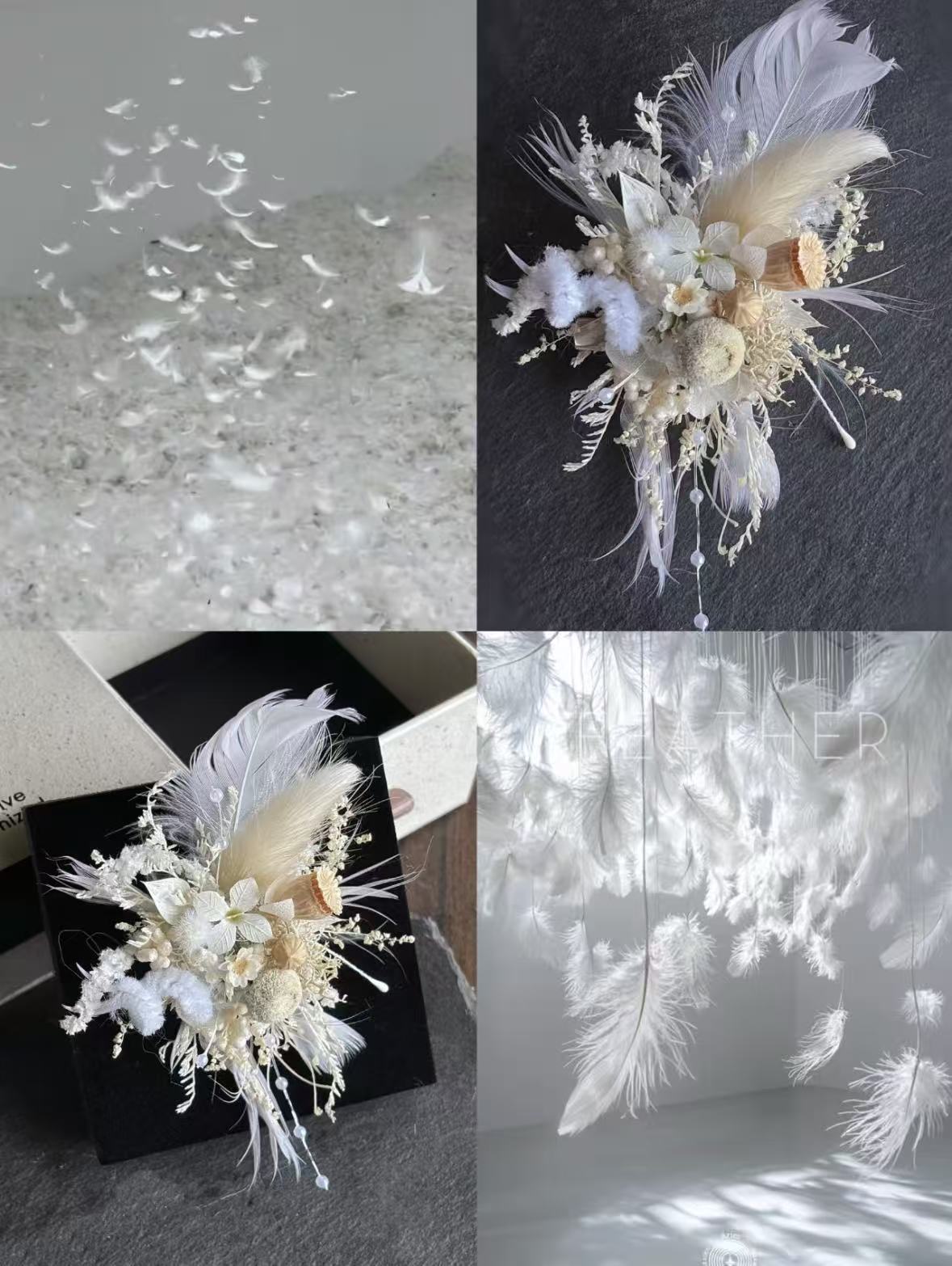 【White Feather】The Epoch Collection - Purely handmade custom preserved flower ring