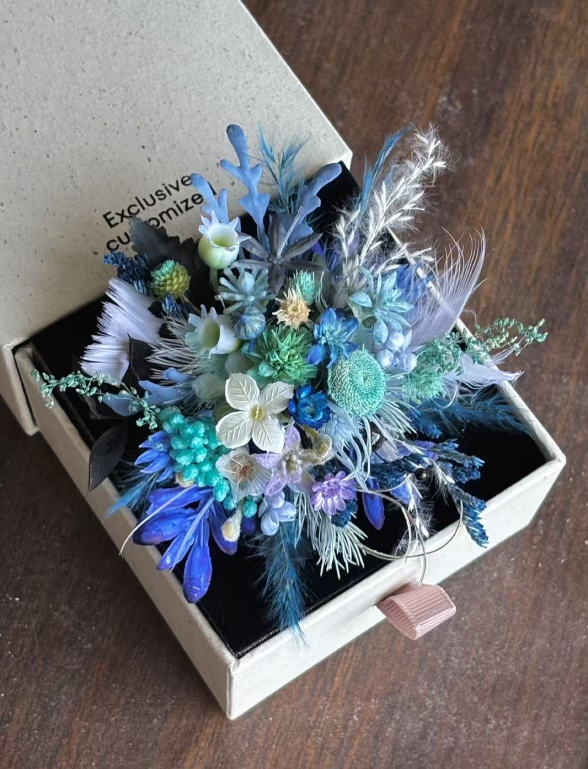 【Ocean Love】The Infinity Collection - Purely handmade custom preserved flower ring