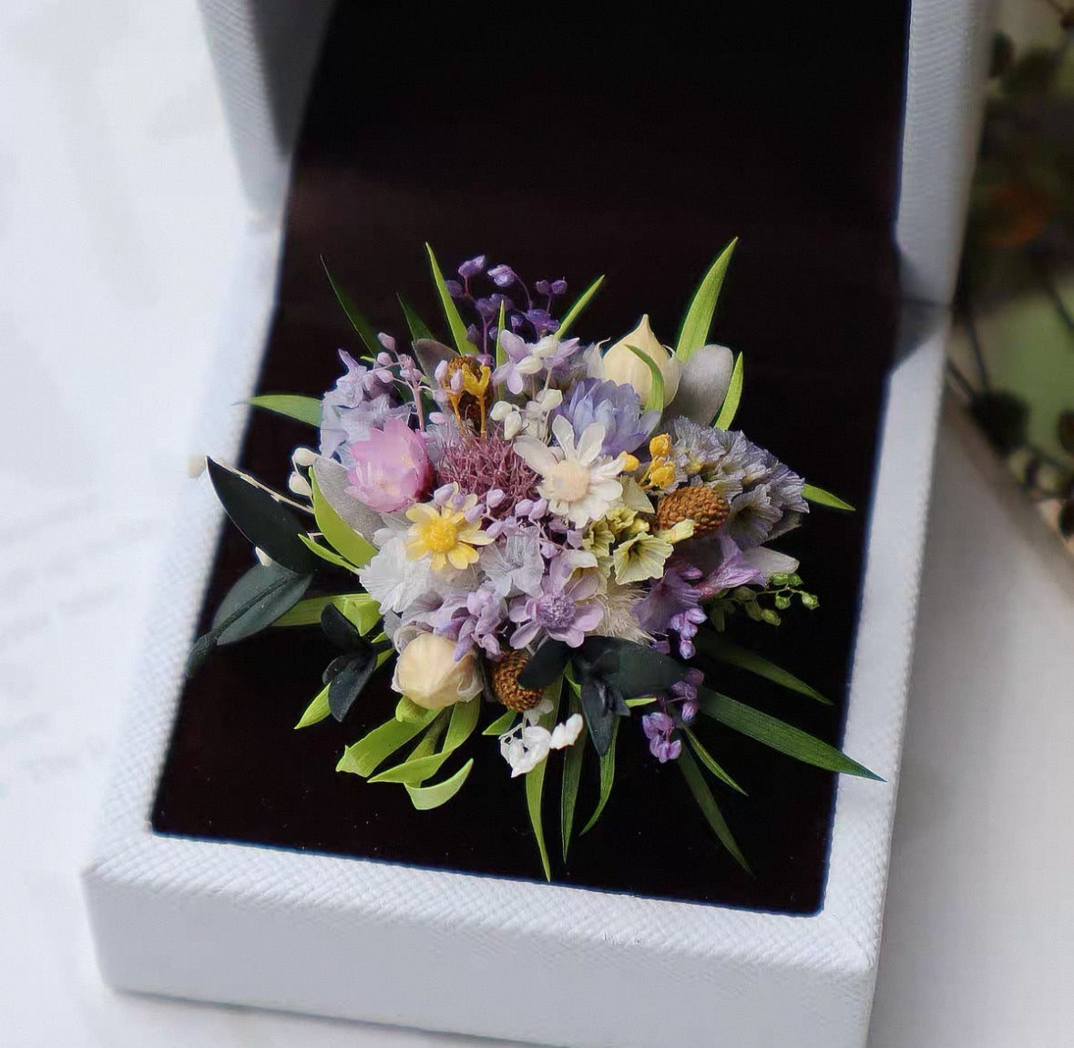 【Purple Flower Ball Series】The Epoch Collection - Purely handmade custom preserved flower ring