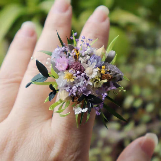 【Purple Flower Ball Series】The Epoch Collection - Purely handmade custom preserved flower ring