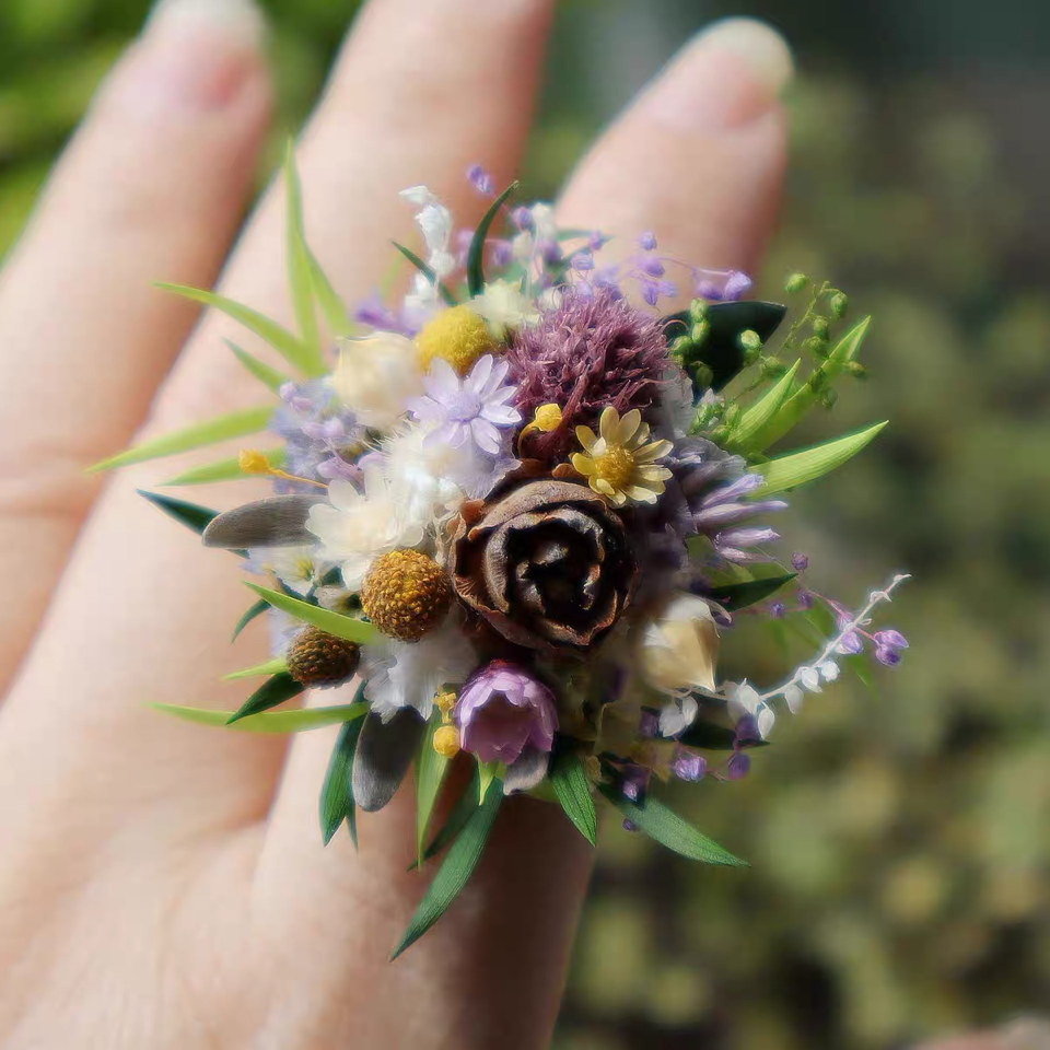 【Purple Flower Ball Series】The Epoch Collection - Purely handmade custom preserved flower ring