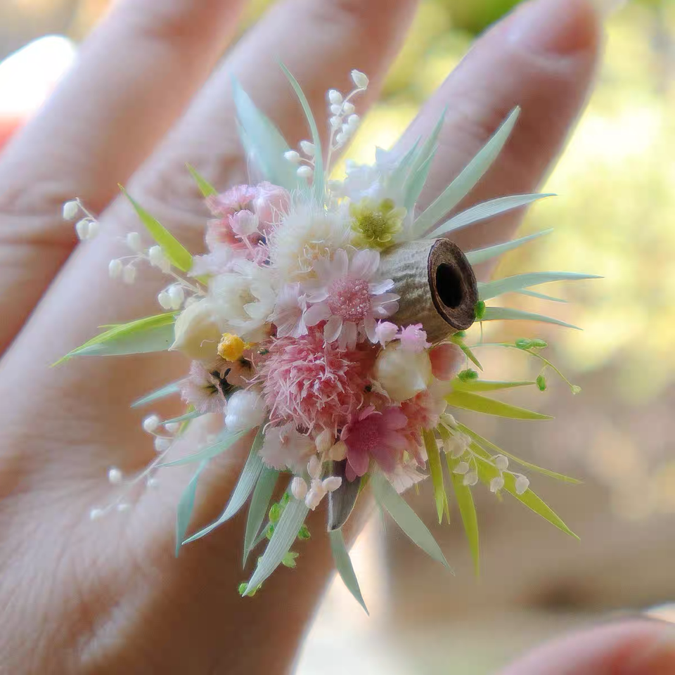 【Pink Flower Ball Series】The Epoch Collection - Purely handmade custom preserved flower ring