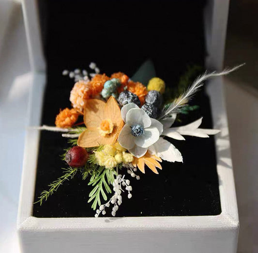 【Orange series】The Moment Collection - Purely handmade custom preserved flower ring