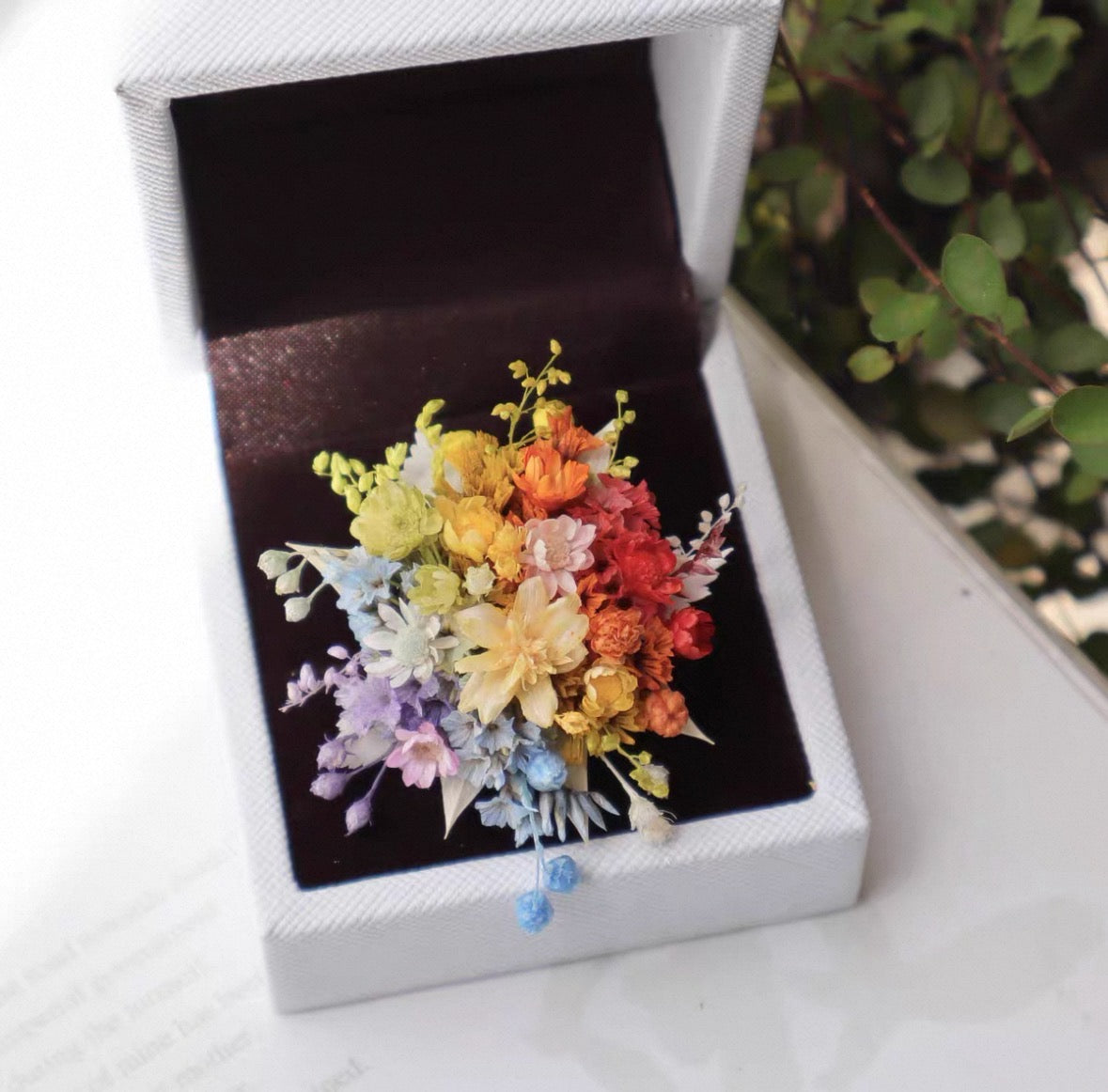 【Rainbow colors】The Epoch Collection - Purely handmade custom preserved flower ring