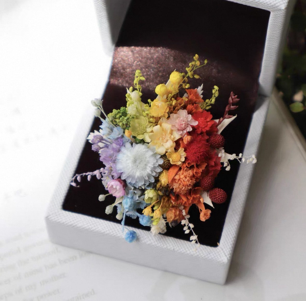 【Rainbow colors】The Epoch Collection - Purely handmade custom preserved flower ring