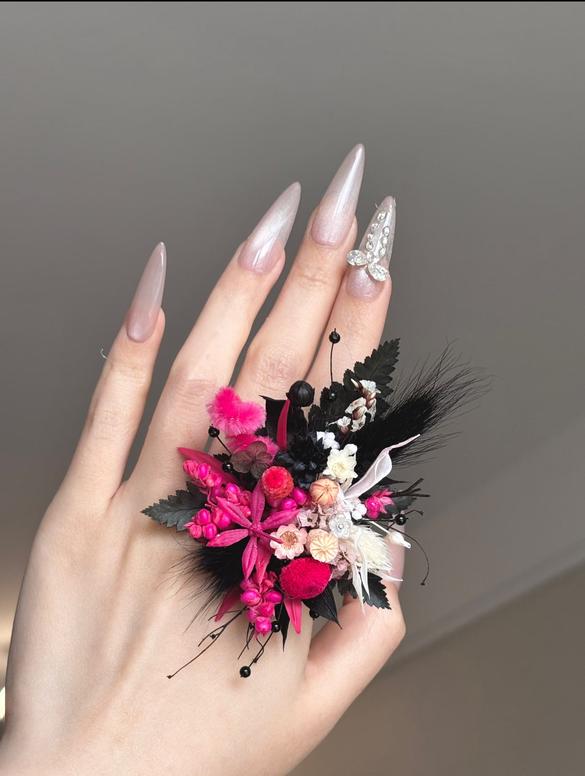 【Black Roseberry】The Infinity Collection - Purely handmade custom preserved flower ring