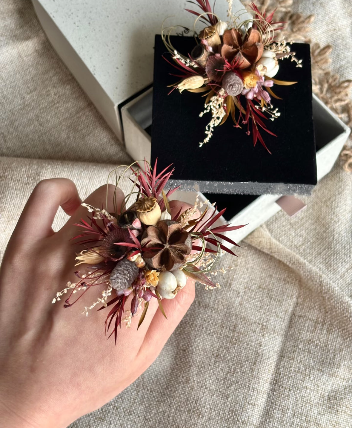 【Happy Mocha】The Epoch Collection - Purely handmade custom preserved flower ring