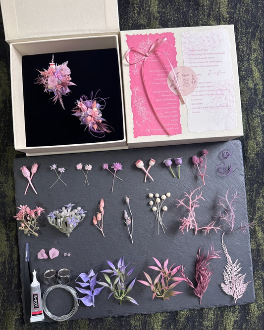 【DIY】- Playground Dream- Everlasting Flower Ring Material Kit（Pink&Purple）