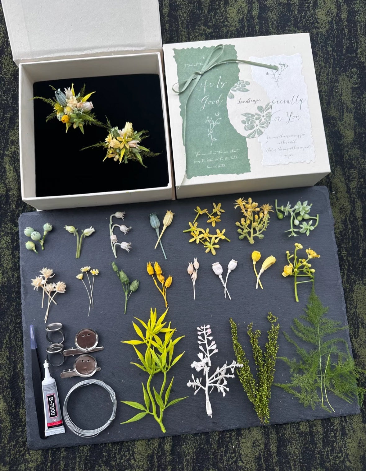 【DIY】-A Midsummer Night's Dream - Everlasting Flower Ring Material Kit(Yellow&Green&Blue）)