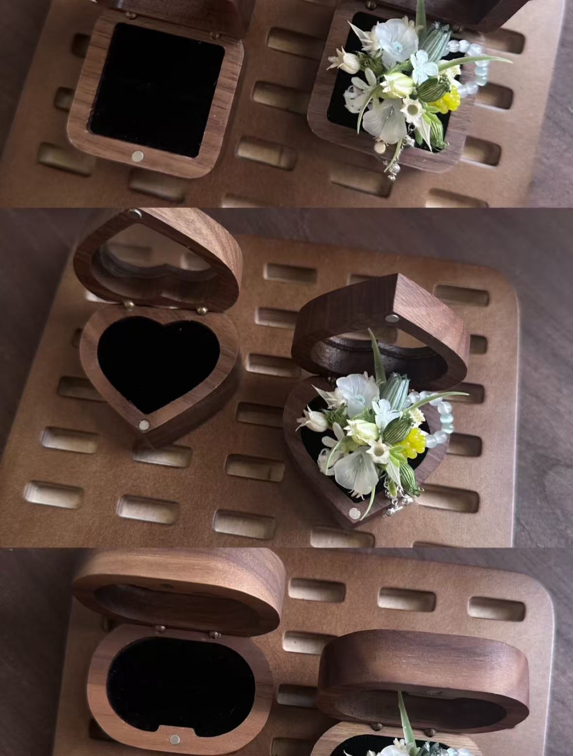 Preserved Flower Walnut Ring Box---You Deserve It