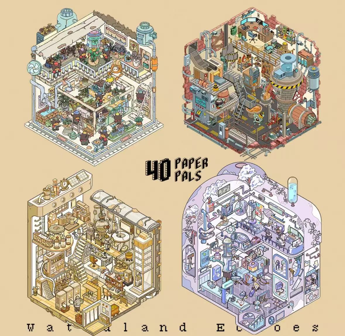 [Hot Selling] Wasteland Sounds series Landscaping Stickers 3D DIY De-stress Puzzle Stickers