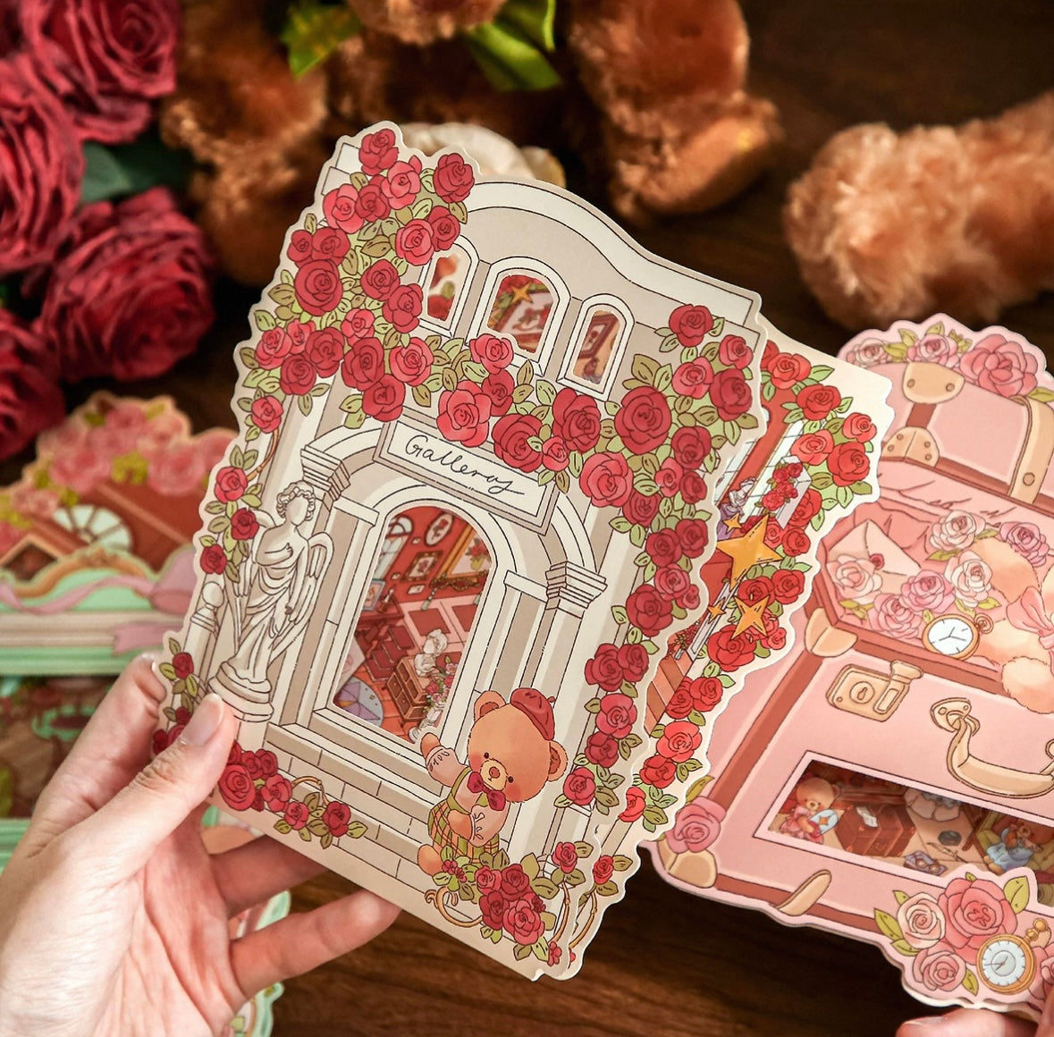 [Hot Selling] Bear Romantic House Series Landscaping Stickers 3D DIY De-stress Puzzle Stickers