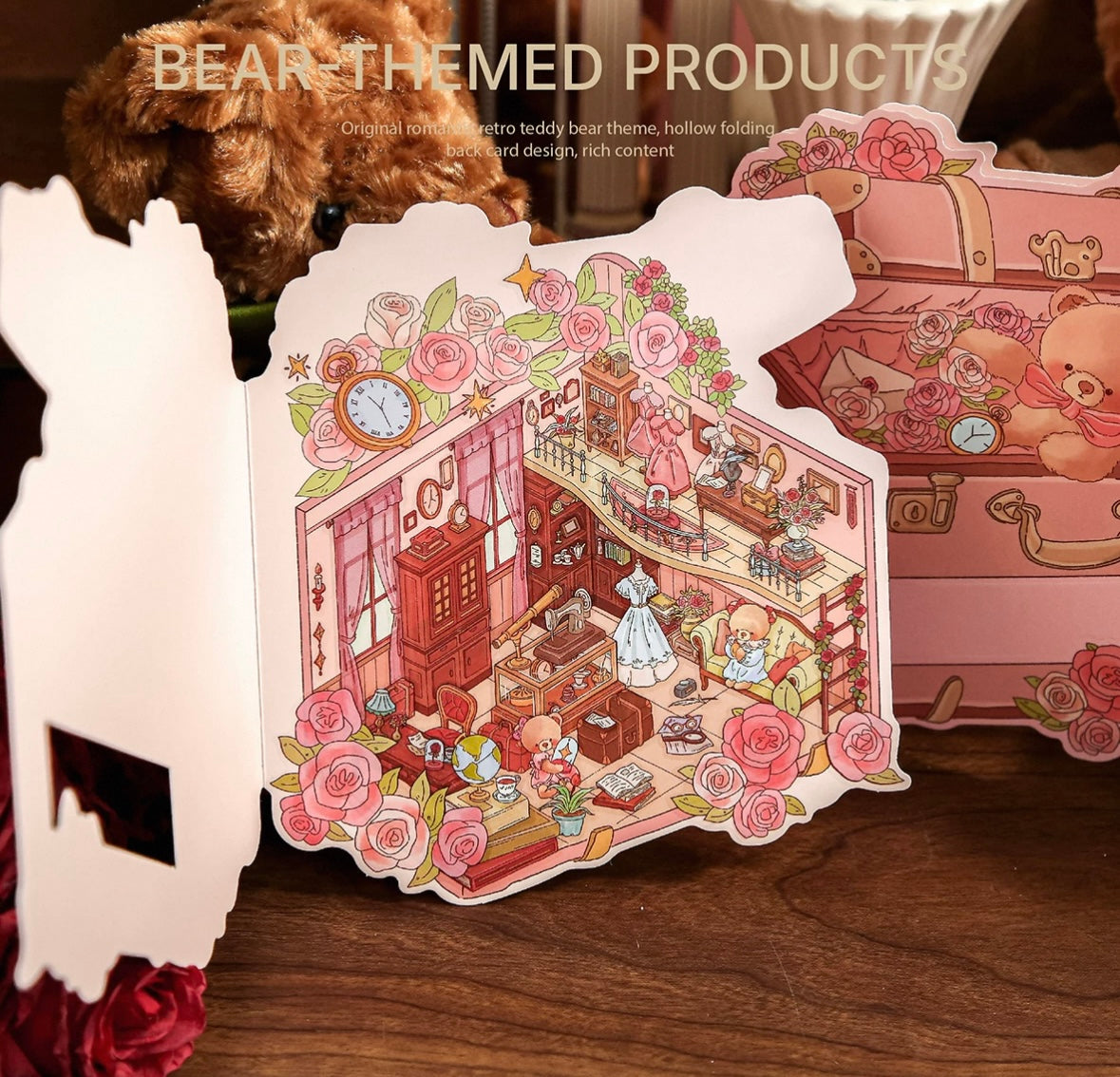 [Hot Selling] Bear Romantic House Series Landscaping Stickers 3D DIY De-stress Puzzle Stickers