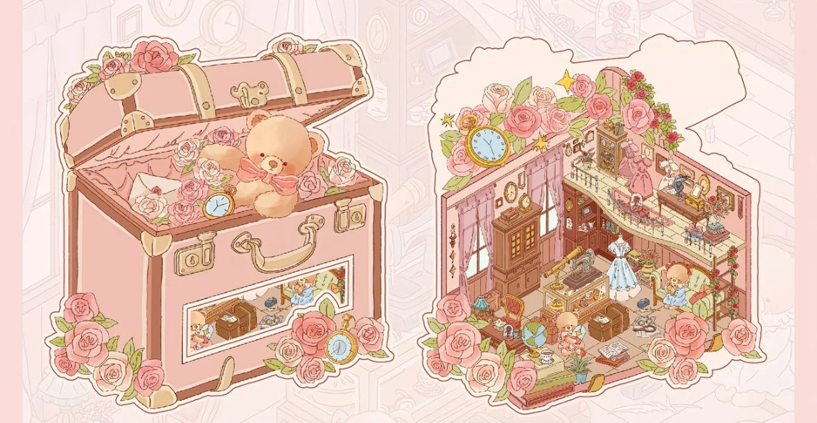 [Hot Selling] Bear Romantic House Series Landscaping Stickers 3D DIY De-stress Puzzle Stickers