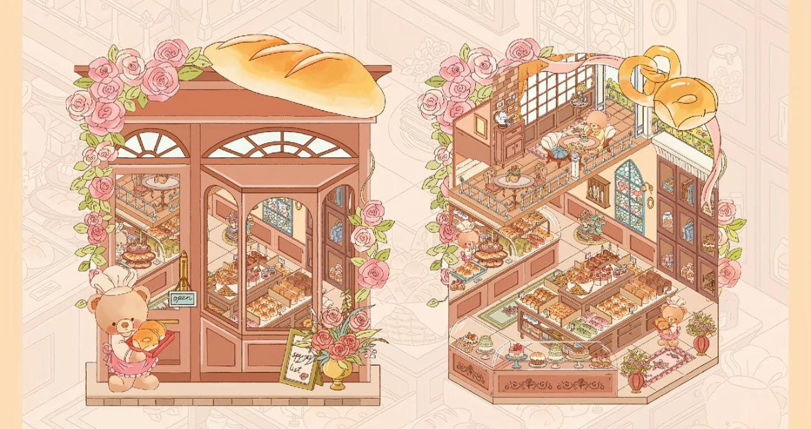 [Hot Selling] Bear Romantic House Series Landscaping Stickers 3D DIY De-stress Puzzle Stickers