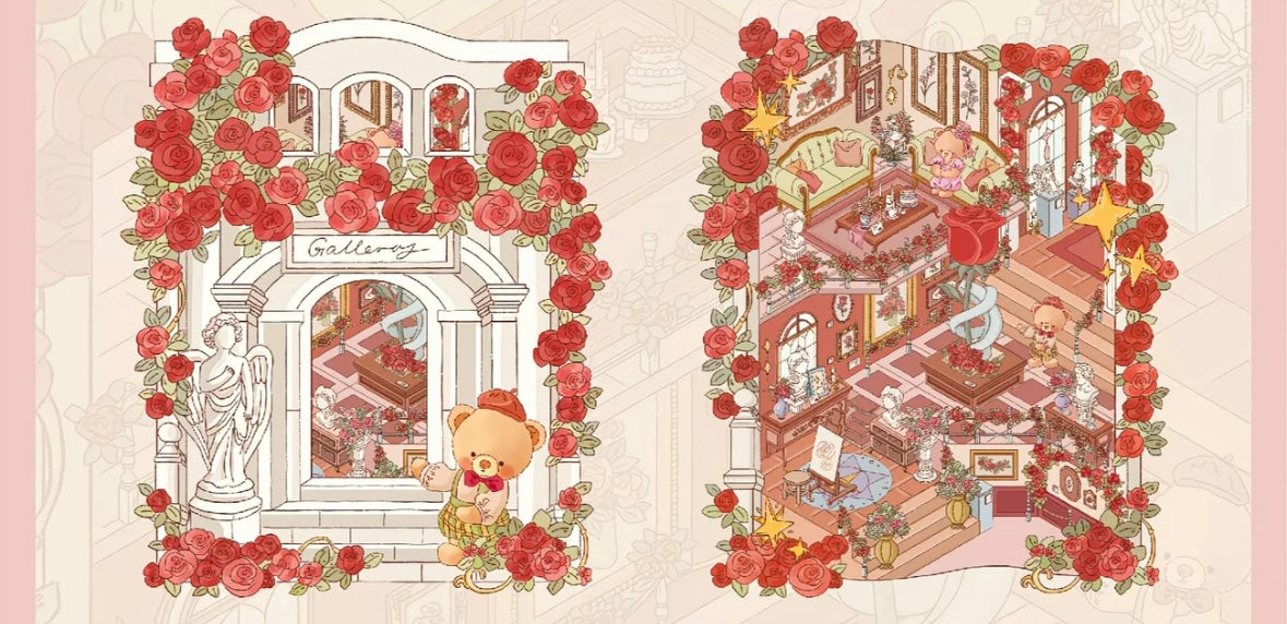 [Hot Selling] Bear Romantic House Series Landscaping Stickers 3D DIY De-stress Puzzle Stickers