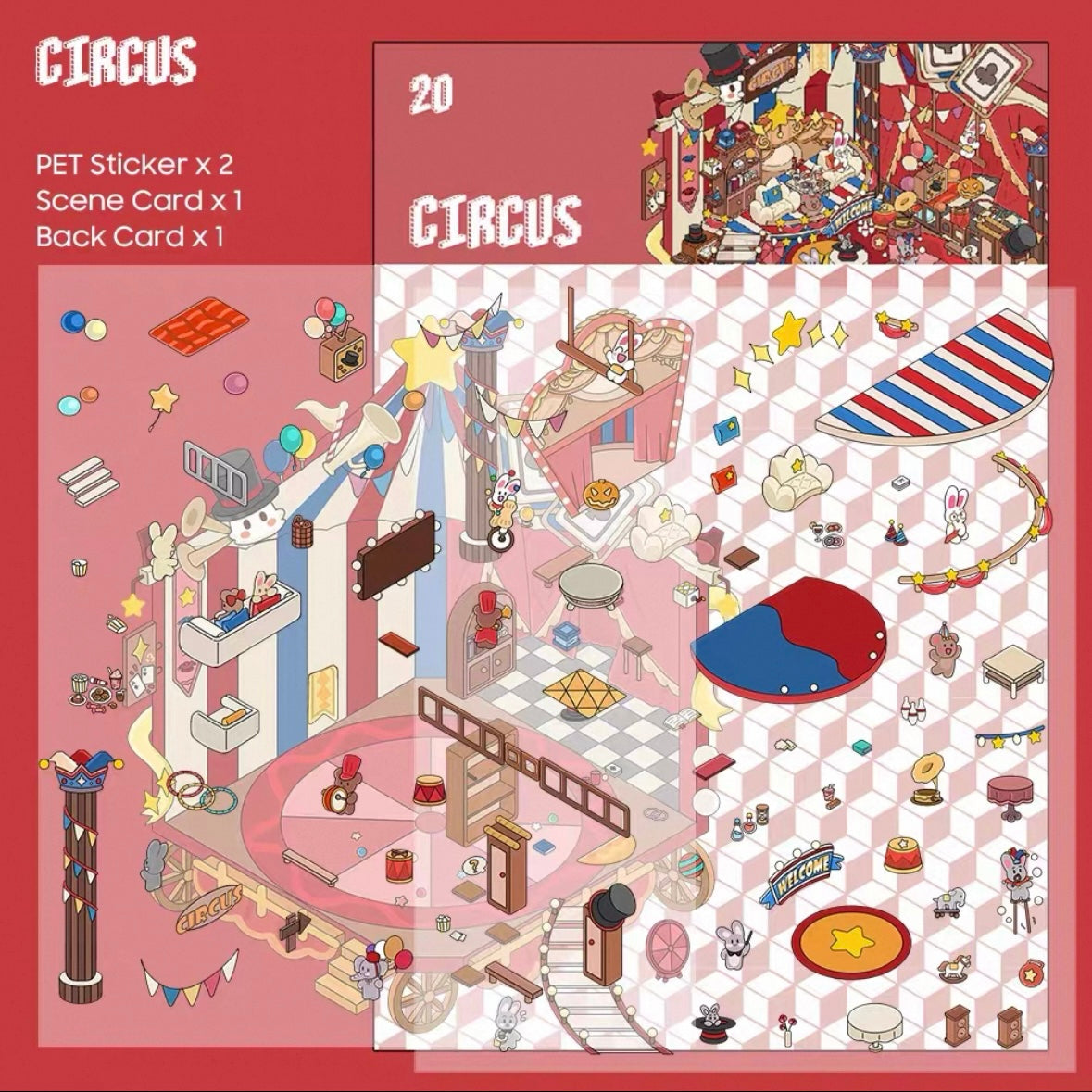 [Hot Selling] Carnival Series Landscaping Stickers 3D DIY De-stress Puzzle Stickers