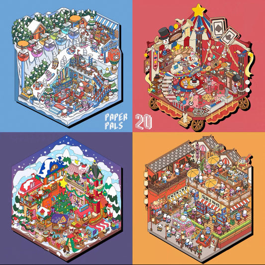 [Hot Selling] Carnival Series Landscaping Stickers 3D DIY De-stress Puzzle Stickers