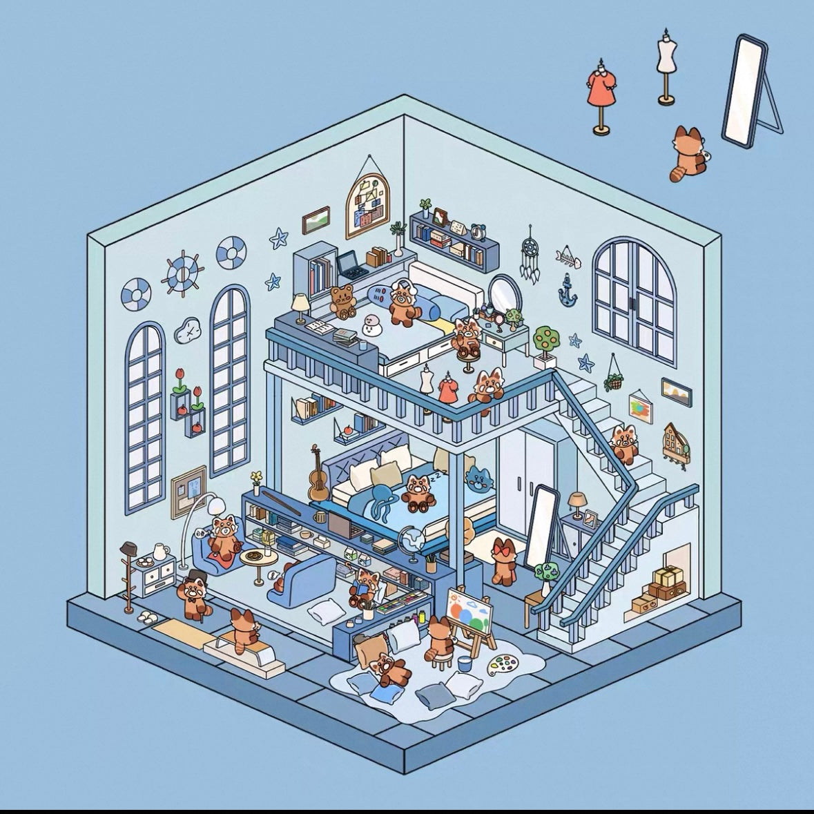 [Hot Selling] Life Party Series Landscaping Stickers 3D DIY De-stress Puzzle Stickers