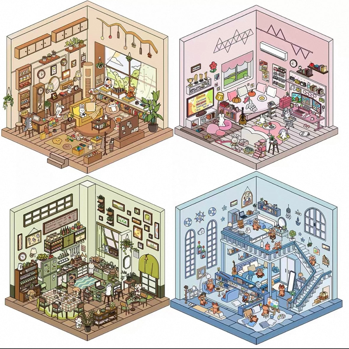 [Hot Selling] Life Party Series Landscaping Stickers 3D DIY De-stress Puzzle Stickers