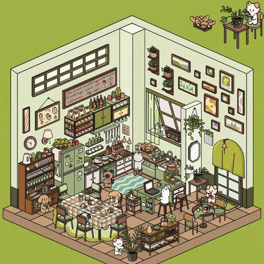 [Hot Selling] Life Party Series Landscaping Stickers 3D DIY De-stress Puzzle Stickers